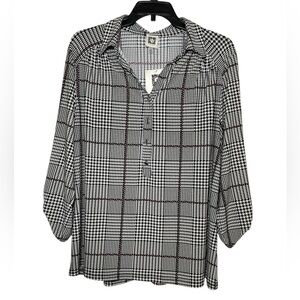 Anne Klein black printed blouse sz 1X
